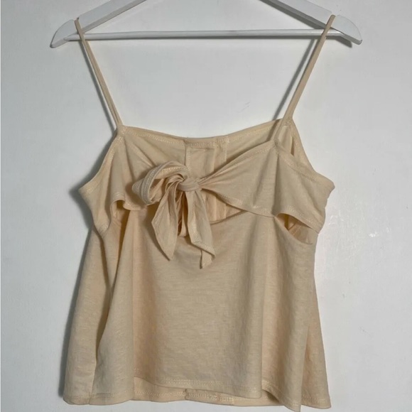 Topshop Button Cami Top Size 12 Beige Tie Back - Picture 3 of 4